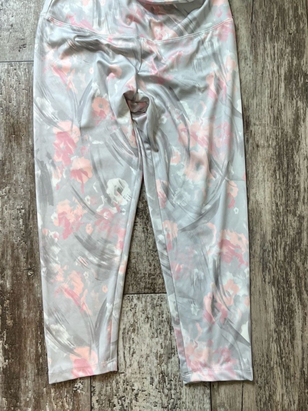 Womens Pink & Gray Floral Active Leggings